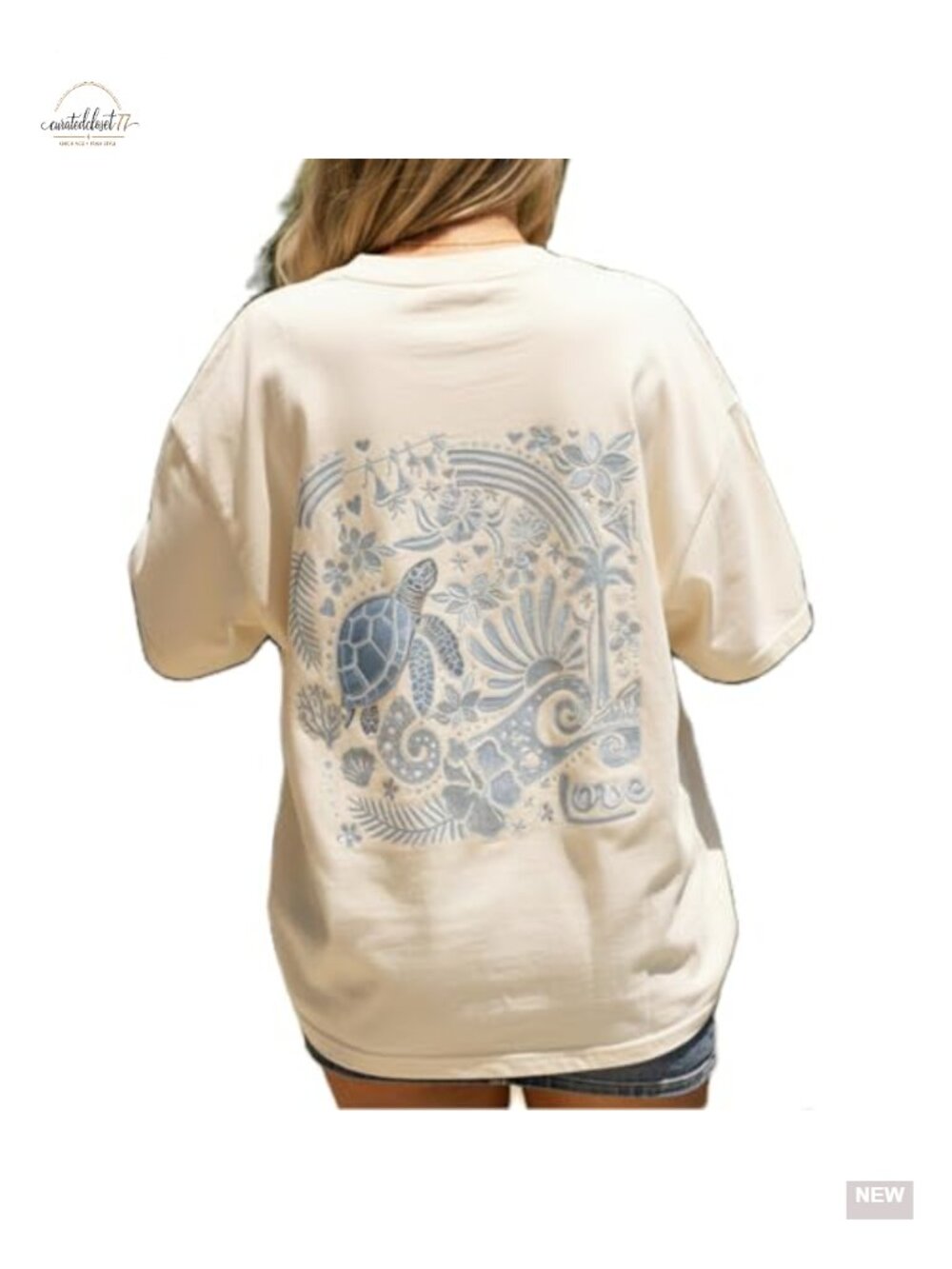 Oversized Graphic Tee for Women Summer Beach Y2K Short Sleeve Cotton Blend